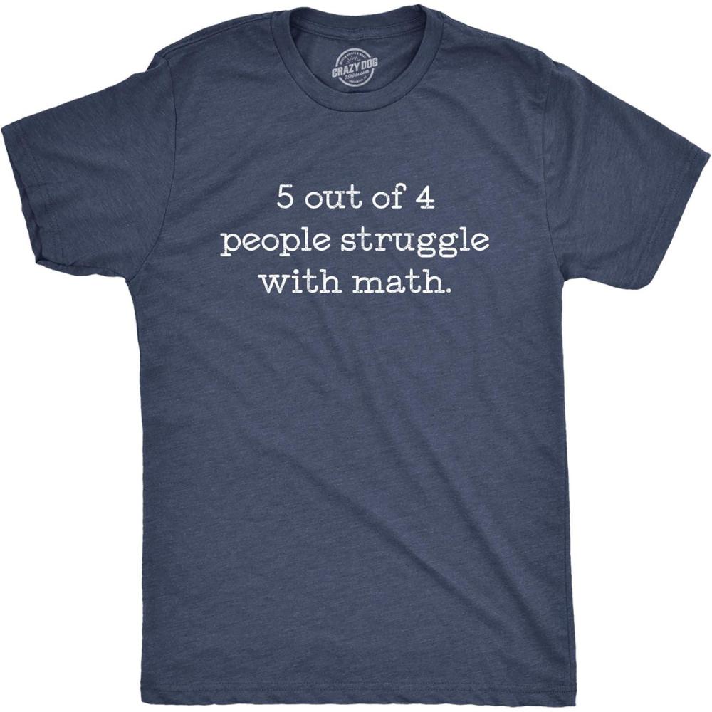 imageMens 5 Out of 4 People Struggle with Math T Shirt Funny Nerdy School TeeHeather Navy 5 Out of 4