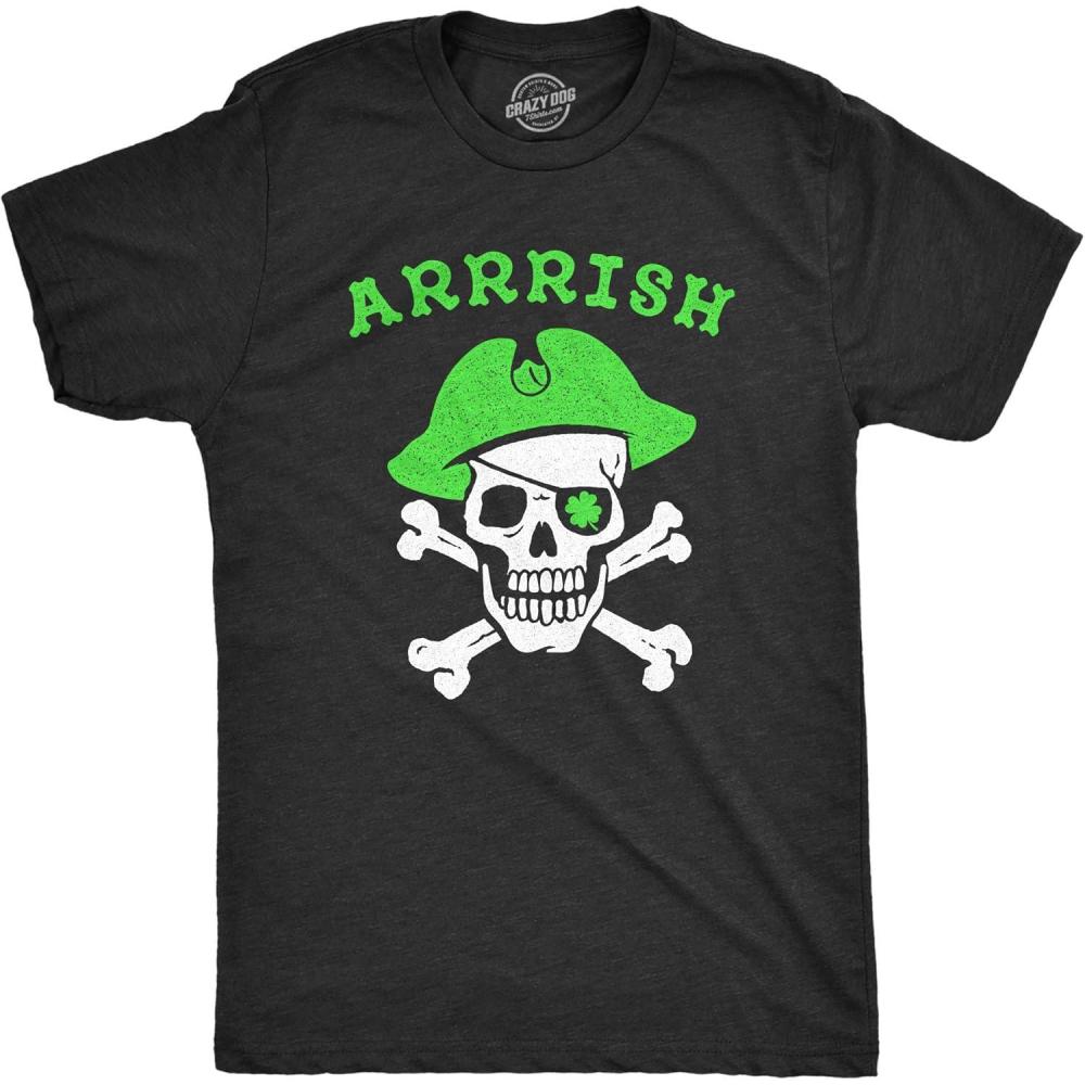 imageMens Arrrish T Shirt Funny Saint Patricks Day Irish Pirate St Patty Humor TeeHeather Black