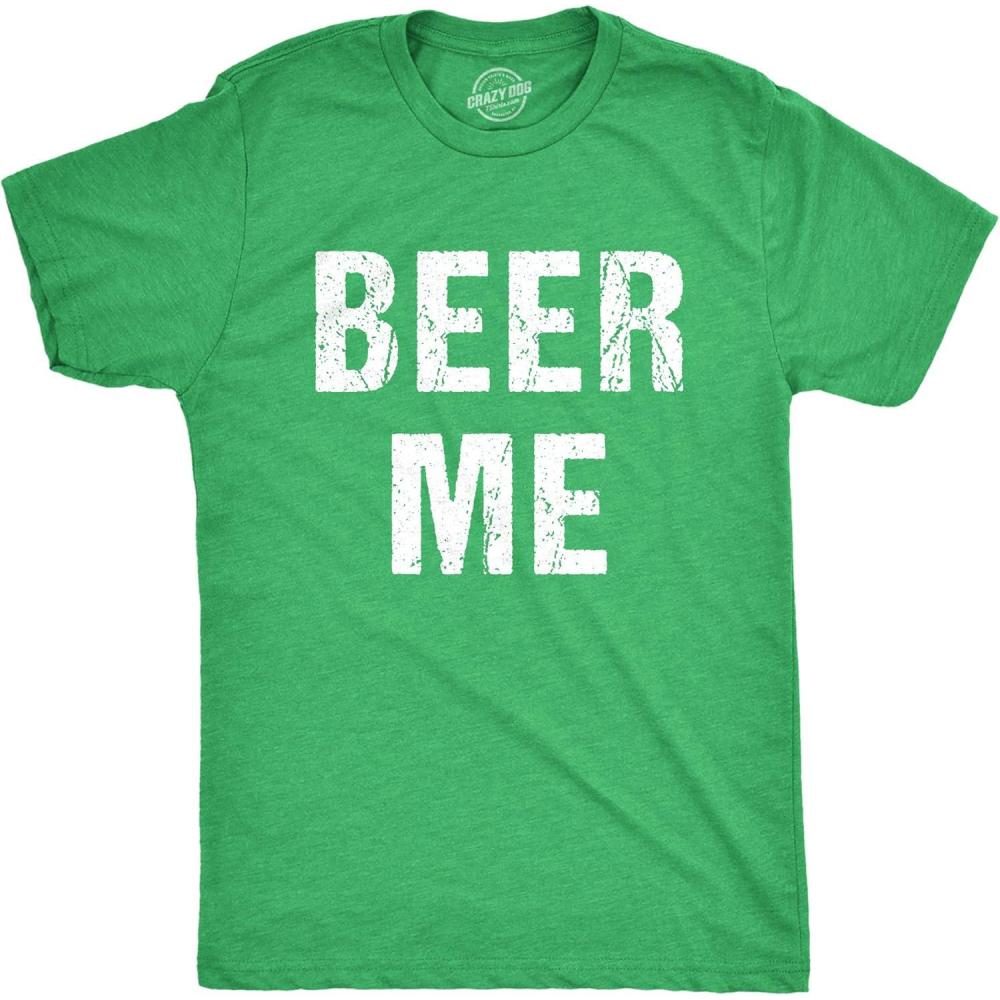 imageMens Beer Me T Shirt Funny Saint Patricks Day Cool Sarcastic Drinking Irish TeeHeather Green
