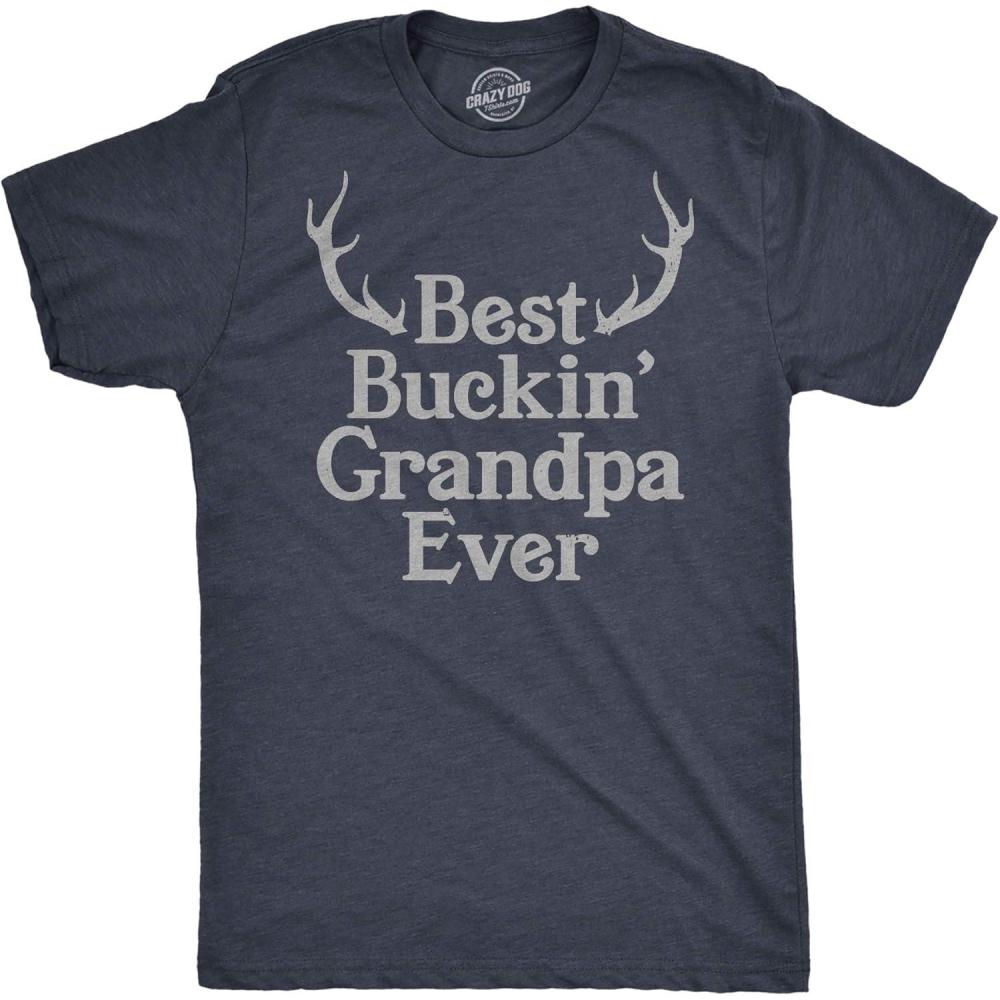 imageMens Best Buckin Grandpa Ever T Shirt Funny Fathers Hunting Tee for GrandfatherHeather Navy