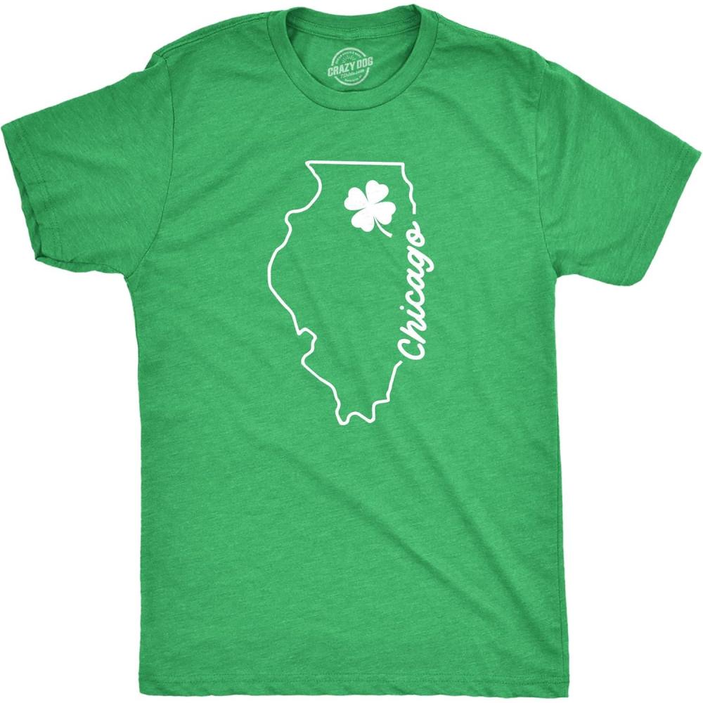 imageMens Chicago Illinois Saint Patricks T Shirt Funny St Paddys Day Parade Novelty Graphic Tee for GuysHeather Green