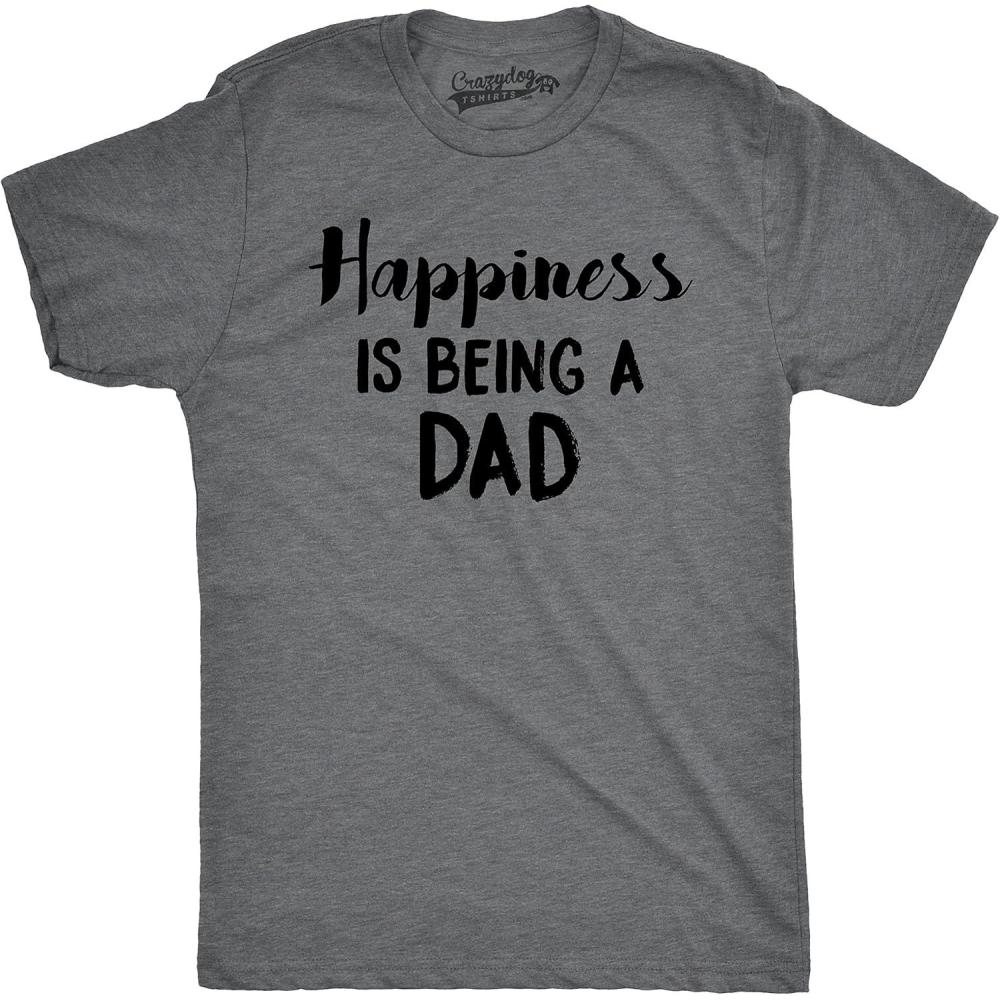 imageMens Happiness is Being a Dad Perfect Fathers Day Family Proud Parent T ShirtDark Heather Grey