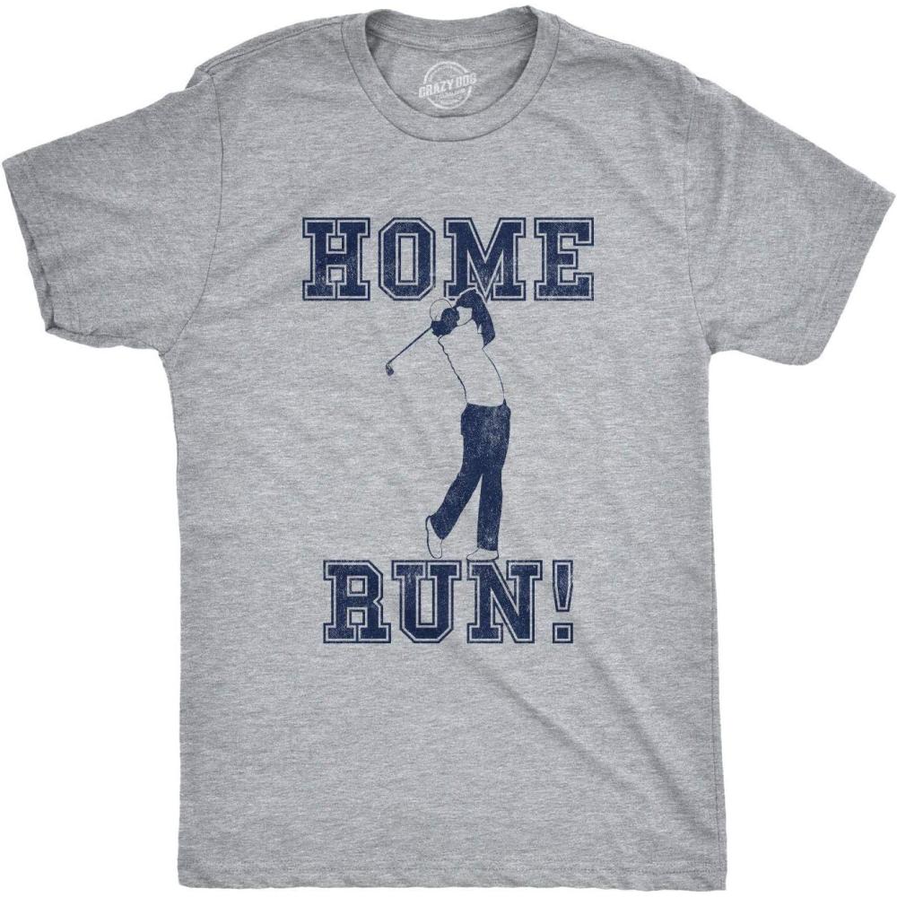 imageMens Home Run Golf T Shirt Funny Sarcastic Sports TeeLight Heather Grey Home Run