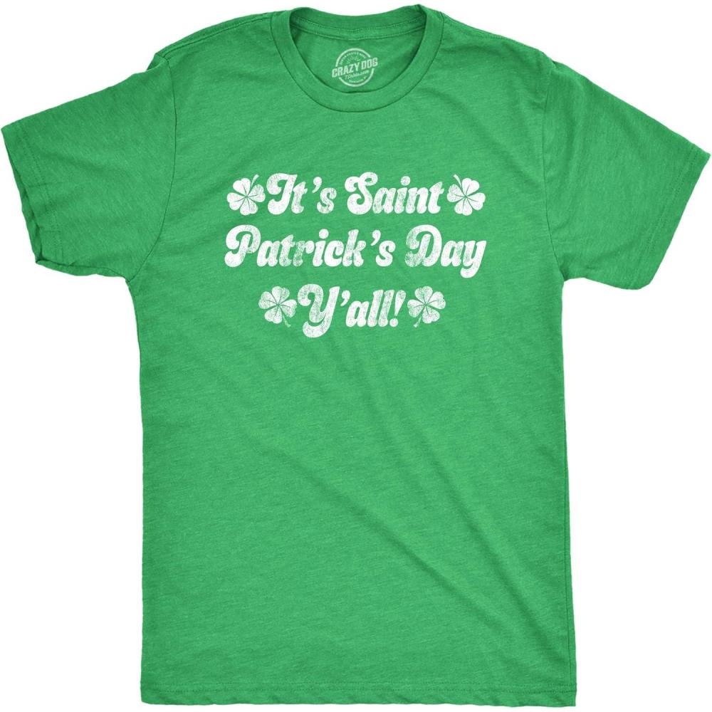 imageMens Its Saint Patricks Day Yall T Shirt Funny St Patrick Parade Green Irish TeeHeather Green