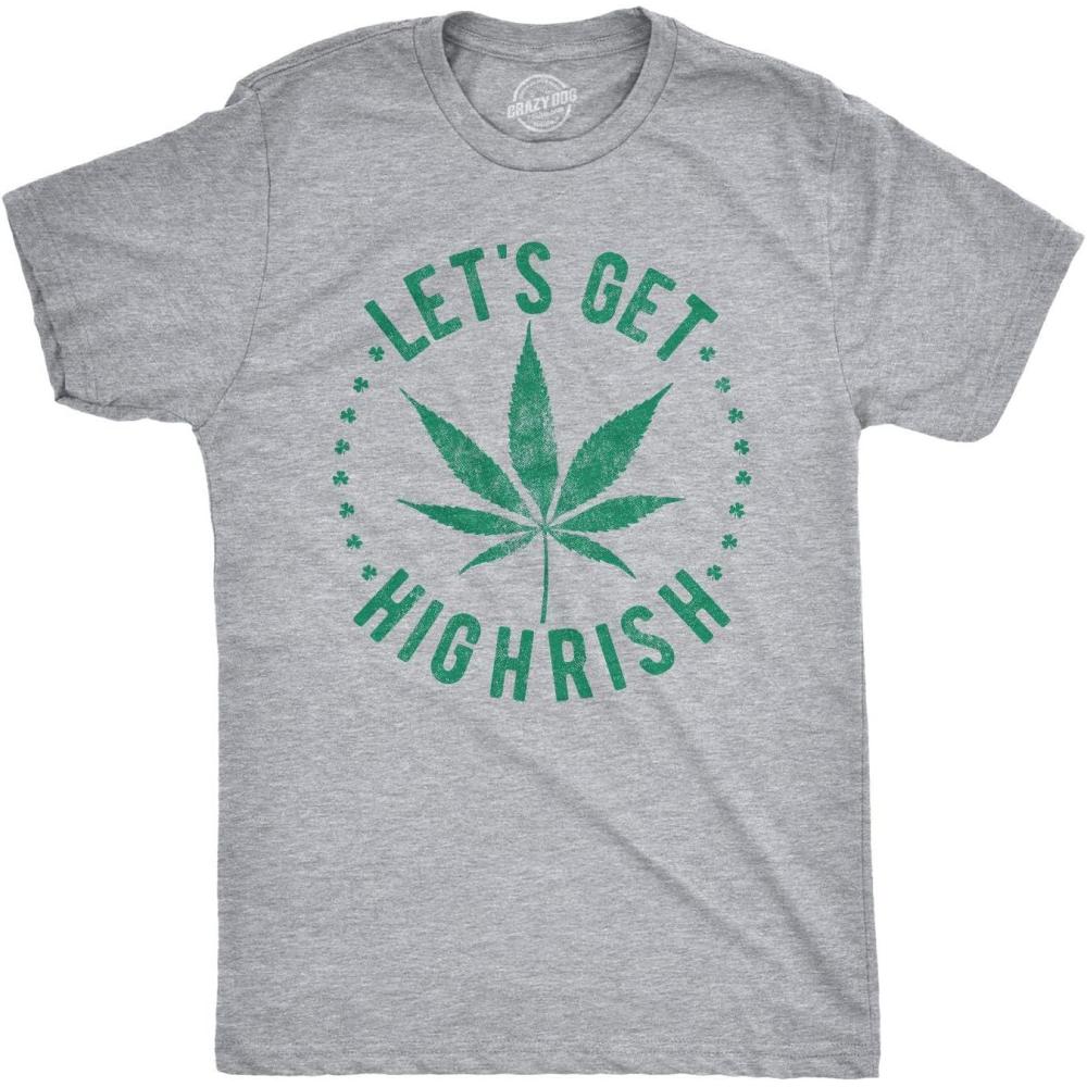 imageMens Lets Get Highrish T Shirt Funny Saint Patricks Day Marijuana Graphic PattyLight Heather Grey
