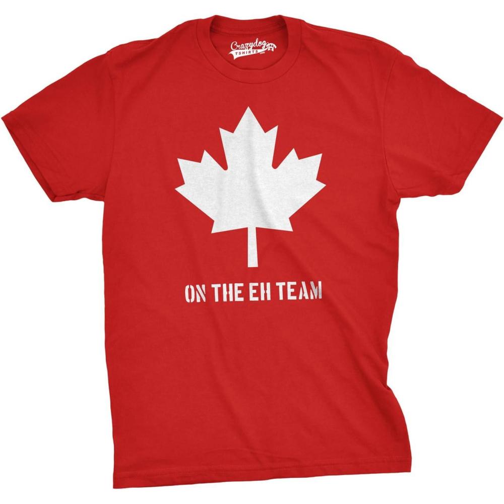imageMens On The Eh Team Canada T Shirt Funny Novelty Sarcasm Canadian Gift CoolHeather Red