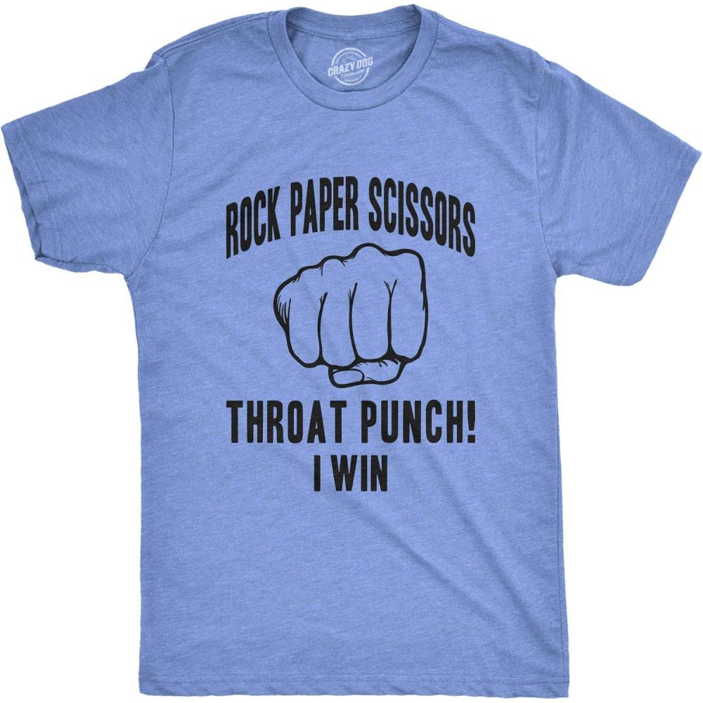 imageMens Rock Paper Scissors Throat Punch T Shirt Funny Sarcastic Hilarious NoveltyHeather Light Blue