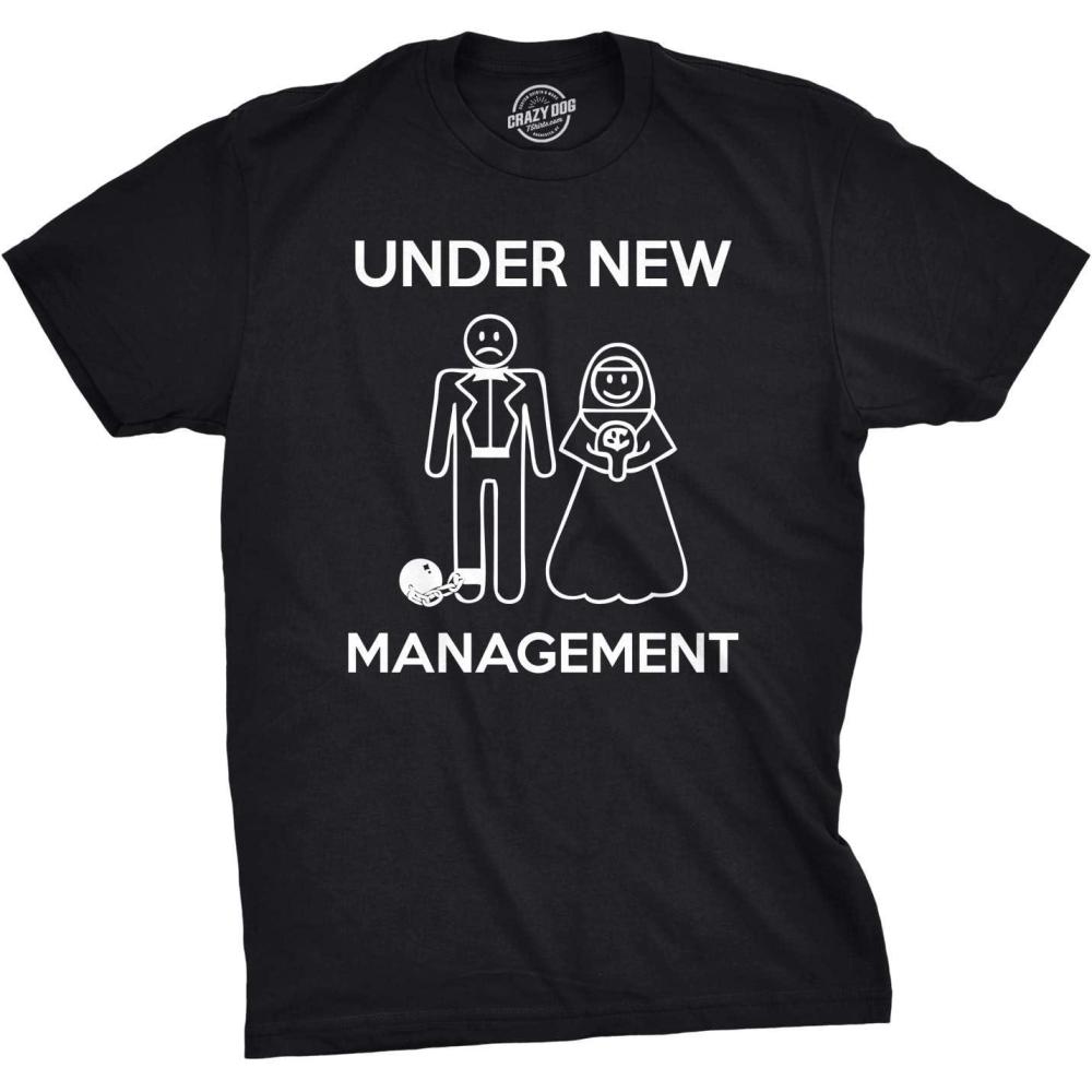 imageMens Under New Management Funny Wedding Bachelor Party Novelty Tee for GuysBlack