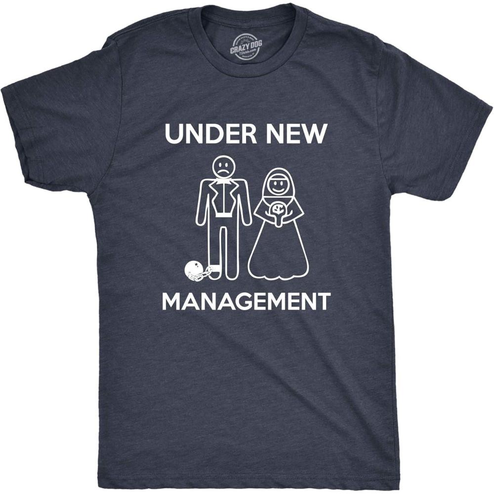imageMens Under New Management Funny Wedding Bachelor Party Novelty Tee for GuysHeather Navy