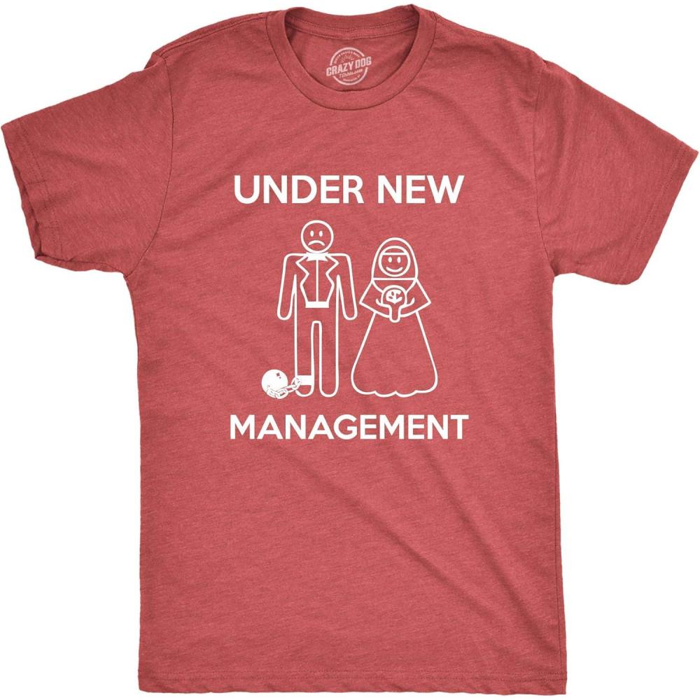 imageMens Under New Management Funny Wedding Bachelor Party Novelty Tee for GuysHeather Red