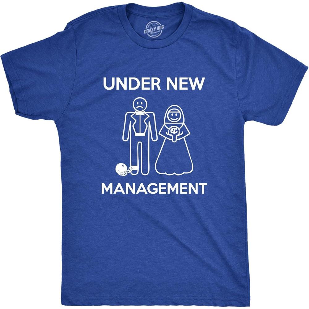 imageMens Under New Management Funny Wedding Bachelor Party Novelty Tee for GuysHeather Royal