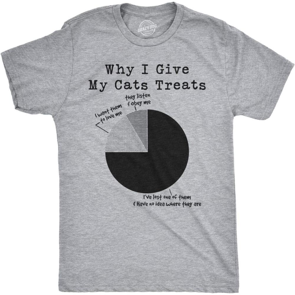 imageMens Why I Give My Cats Treats Cat Dad T Shirt Cute Mens Tee Kitty LoverLight Heather Grey