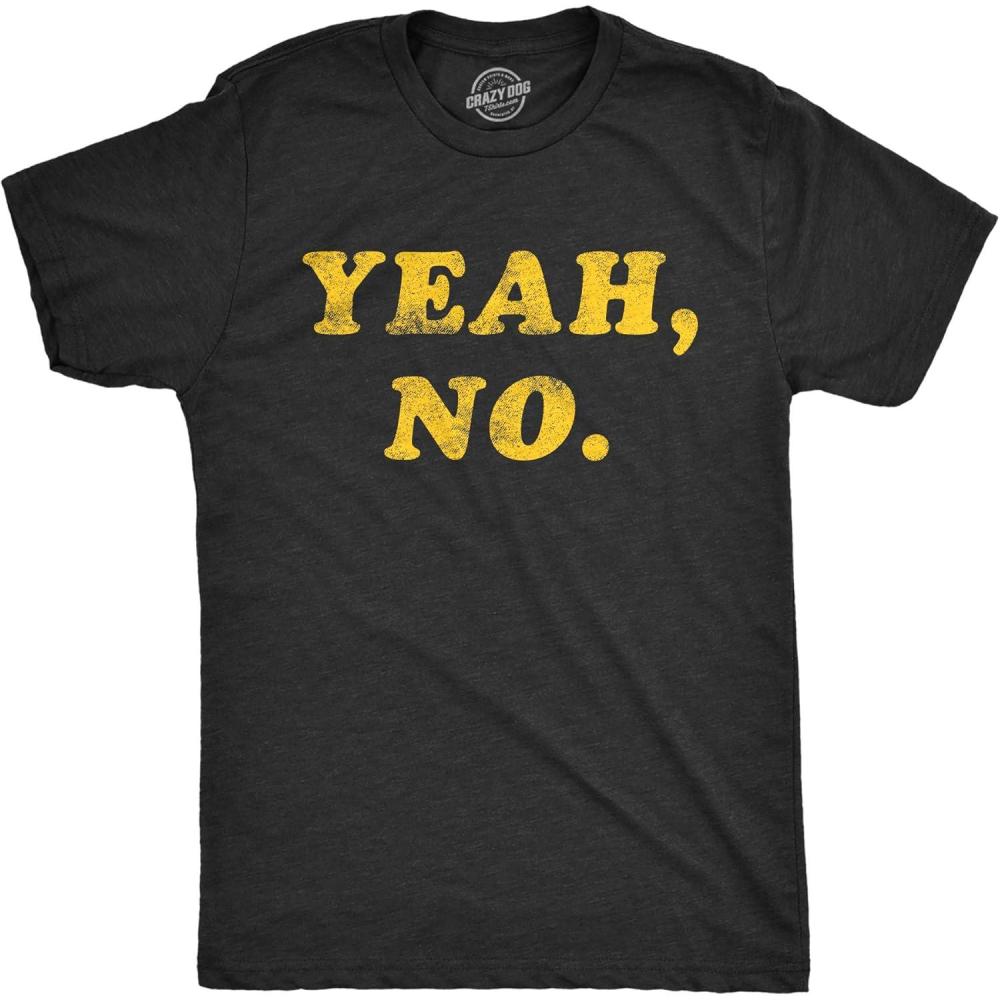 imageMens Yeah No T Shirt Funny Hilarious Expression Novelty Graphic TeeHeather Black