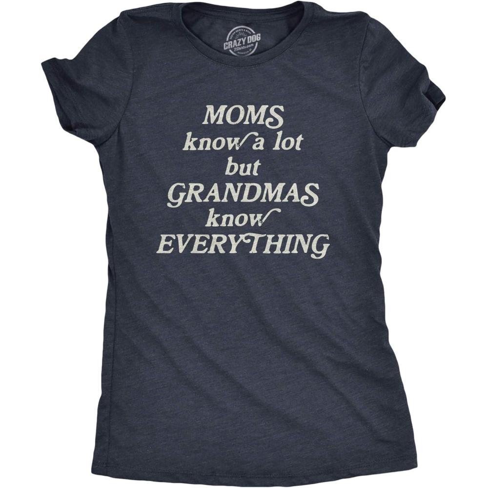 imageWomens Moms Know A Lot But Grandmas Know Everything T Shirt Funny Mothers Day Family TeeHeather Navy