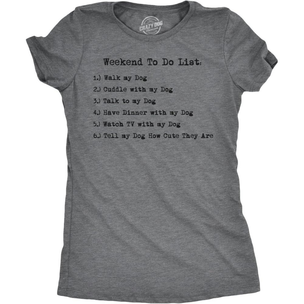 imageWomens Weekend to Do List Funny Dog List T Shirt Hilarious Shirt Dog Mom GiftDark Heather Grey