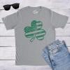 Mens American Shamrock Flag T Shirt USA Cool Saint Patricks Day Clover Graphic(Light Heather Grey)