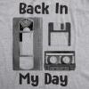 Mens Back in My Day T Shirt Funny Old Tech Cassette Floppy Disk Tee(Light Heather Grey)