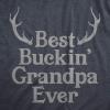 Mens Best Buckin Grandpa Ever T Shirt Funny Fathers Hunting Tee for Grandfather(Heather Navy)