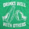 Mens Funny St Patricks Day Shirt – Drinks Well with Others Graphic Tee – Irish Drinking Party Outfit(Heather Green)