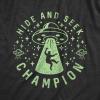 Mens Hide and Seek Champion Alien T Shirt Funny UFO Space Graphic Novelty Tee(Heather Black)