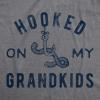 Mens Hooked On My Grandkids T Shirt Funny Fishing Grandpa Novelty Graphic Tee(Dark Heather Grey – Hooked Grandkids)
