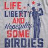 Mens Life Liberty Hopefully Some Birdies T Shirt Funny Golf Tee Cool USA Golfing Gift(Light Heather Grey)