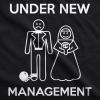 Mens Under New Management Funny Wedding Bachelor Party Novelty Tee for Guys(Black)