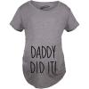 Crazy Dog Funny Maternity Shirts Daddy Did it and Baby Loading Cute Maternity Tees for Pregnant Women(Dark Heather Grey – Daddy Did It)