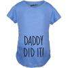 Crazy Dog Funny Maternity Shirts Daddy Did it and Baby Loading Cute Maternity Tees for Pregnant Women(Heather Light Blue – Daddy Did It)