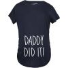 Crazy Dog Funny Maternity Shirts Daddy Did it and Baby Loading Cute Maternity Tees for Pregnant Women(Heather Navy – Daddy Did It)