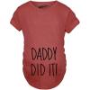 Crazy Dog Funny Maternity Shirts Daddy Did it and Baby Loading Cute Maternity Tees for Pregnant Women(Heather Red – Daddy Did It)
