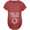Crazy Dog Funny Maternity Shirts Daddy Did it and Baby Loading Cute Maternity Tees for Pregnant Women(Heather Red – Girl Loading)
