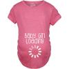 Crazy Dog Funny Maternity Shirts Daddy Did it and Baby Loading Cute Maternity Tees for Pregnant Women(Pink – Girl Loading)