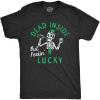 Mens Funny T Shirt Dead Inside But Feeling Lucky St Patricks Day Tee for Guys(Heather Black – Luck)