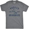 Mens Hooked On My Grandkids T Shirt Funny Fishing Grandpa Novelty Graphic Tee(Dark Heather Grey – Hooked Grandkids)
