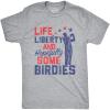 Mens Life Liberty Hopefully Some Birdies T Shirt Funny Golf Tee Cool USA Golfing Gift(Light Heather Grey)