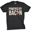 Mens Powered by Bacon T Shirt Funny Food Love Apparel Sarcastic Saying Gift(Black)