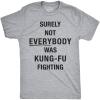 Mens Surely Not Everybody was Kung Fu Fighting T Shirt Funny Sarcastic Saying(Light Heather Grey)