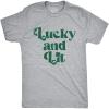 Mens T Shirts Lucky and Lit Funny St Patricks Day Drinking Tee for Guys(Light Heather Grey – Lit)