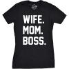 Womens Wife Mom Boss Funny T Shirt I Am The Boss Tee for Ladies Shirts for Mom(Black)
