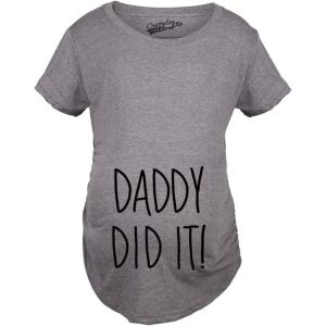 Crazy Dog Funny Maternity Shirts Daddy Did it and Baby Loading Cute Maternity Tees for Pregnant Women(Dark Heather Grey – Daddy Did It)