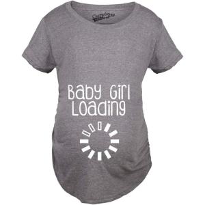 Crazy Dog Funny Maternity Shirts Daddy Did it and Baby Loading Cute Maternity Tees for Pregnant Women(Dark Heather Grey – Girl Loading)