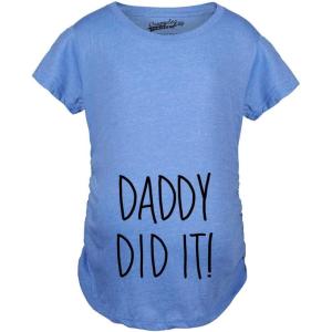 Crazy Dog Funny Maternity Shirts Daddy Did it and Baby Loading Cute Maternity Tees for Pregnant Women(Heather Light Blue – Daddy Did It)