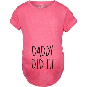 Crazy Dog Funny Maternity Shirts Daddy Did it and Baby Loading Cute Maternity Tees for Pregnant Women(Heather Pink – Daddy Did It)