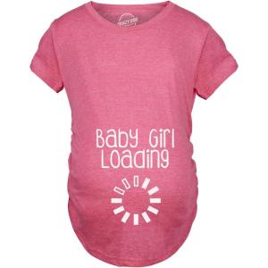 Crazy Dog Funny Maternity Shirts Daddy Did it and Baby Loading Cute Maternity Tees for Pregnant Women(Pink – Girl Loading)