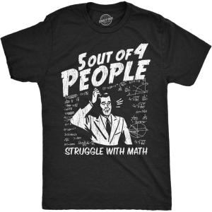 Mens 5 Out of 4 People Struggle with Math T Shirt Funny Nerdy School Tee(Heather Black – Head Sratch)