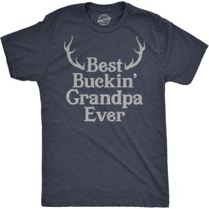 Mens Best Buckin Grandpa Ever T Shirt Funny Fathers Hunting Tee for Grandfather(Heather Navy)
