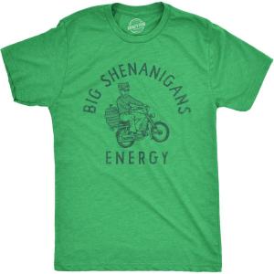 Mens Funny T Shirts Big Shenanigans Energy St Patricks Day Tee for Guys(Heather Green – Energy)