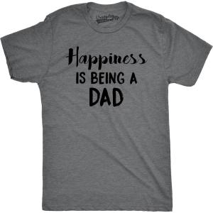 Mens Happiness is Being a Dad Perfect Fathers Day Family Proud Parent T Shirt(Dark Heather Grey)