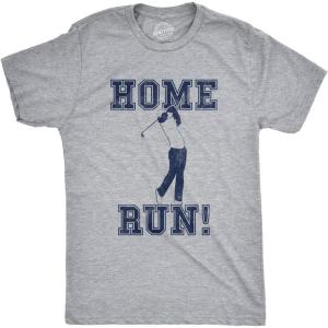 Mens Home Run Golf T Shirt Funny Sarcastic Sports Tee(Light Heather Grey – Home Run)